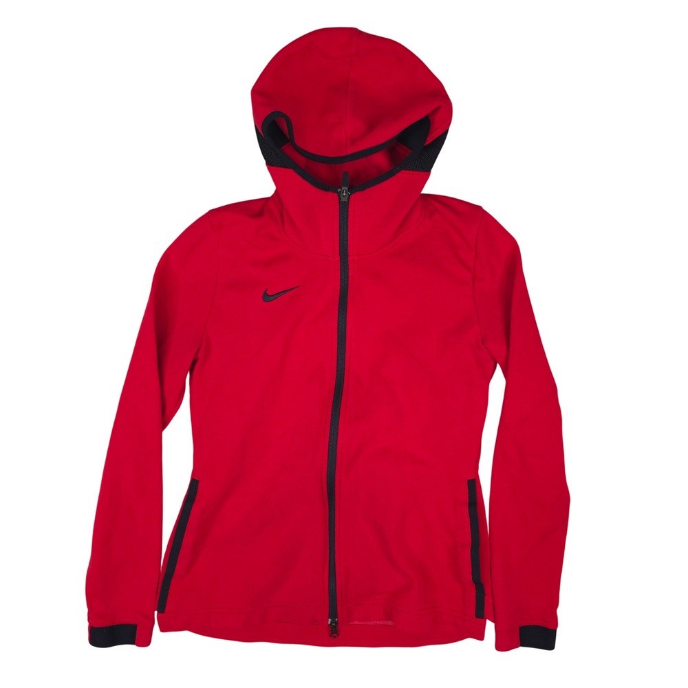 Nike Dri-Fit Full Zip Scuba Hoodie Womens M Red 930725-657 Thumbholes Pocket